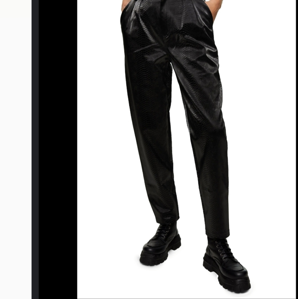 TOPSHOP Snake Print Faux Suede Peg Pants Trousers